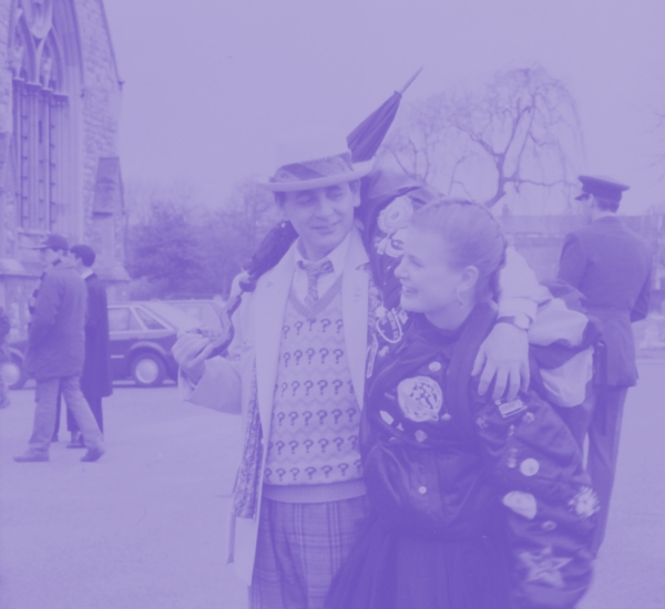 Image of Sylvester McCoy and Sophie Aldred on location for Remembrance of the Daleks