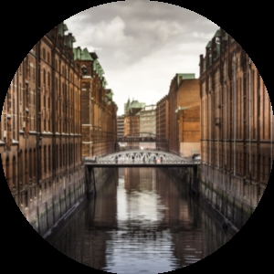 White Arc Bridge Between Building